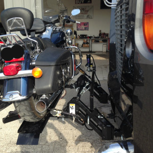 Power motorcycle RV rack
